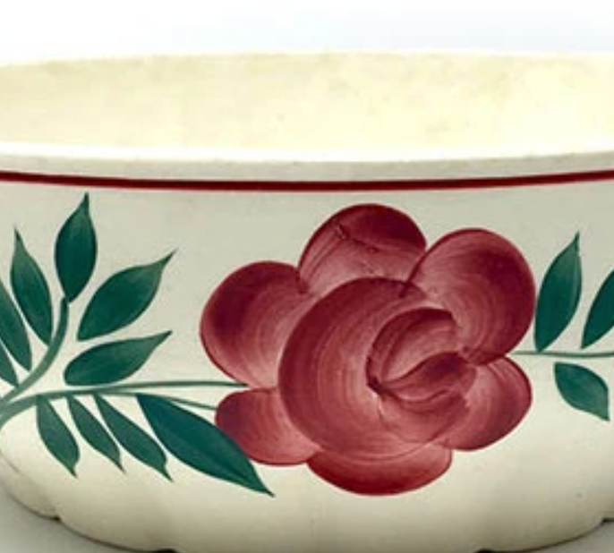 Red floral ceramic salad