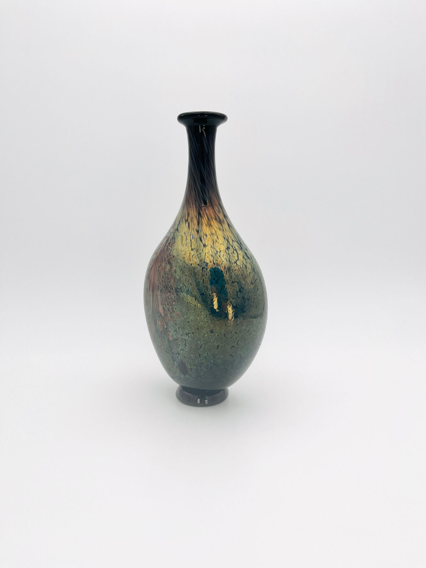 Vase R Pierini Studio Glass 1984 Copper 27cm Mineral Inclusions Signed