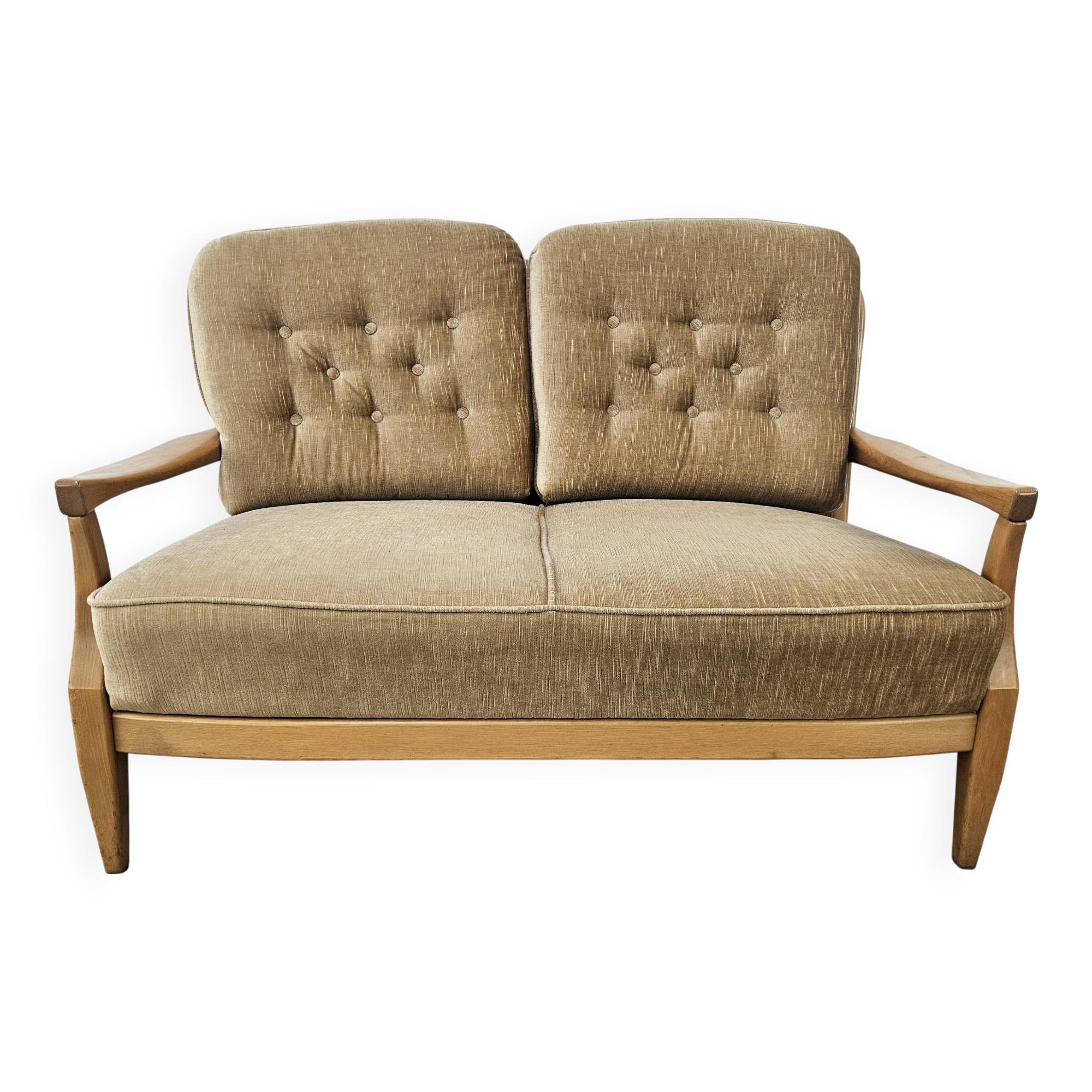 Canapé deux places années 70 en hêtre