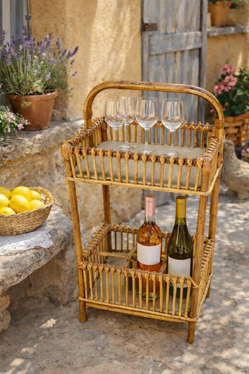 Rattan bottle holder