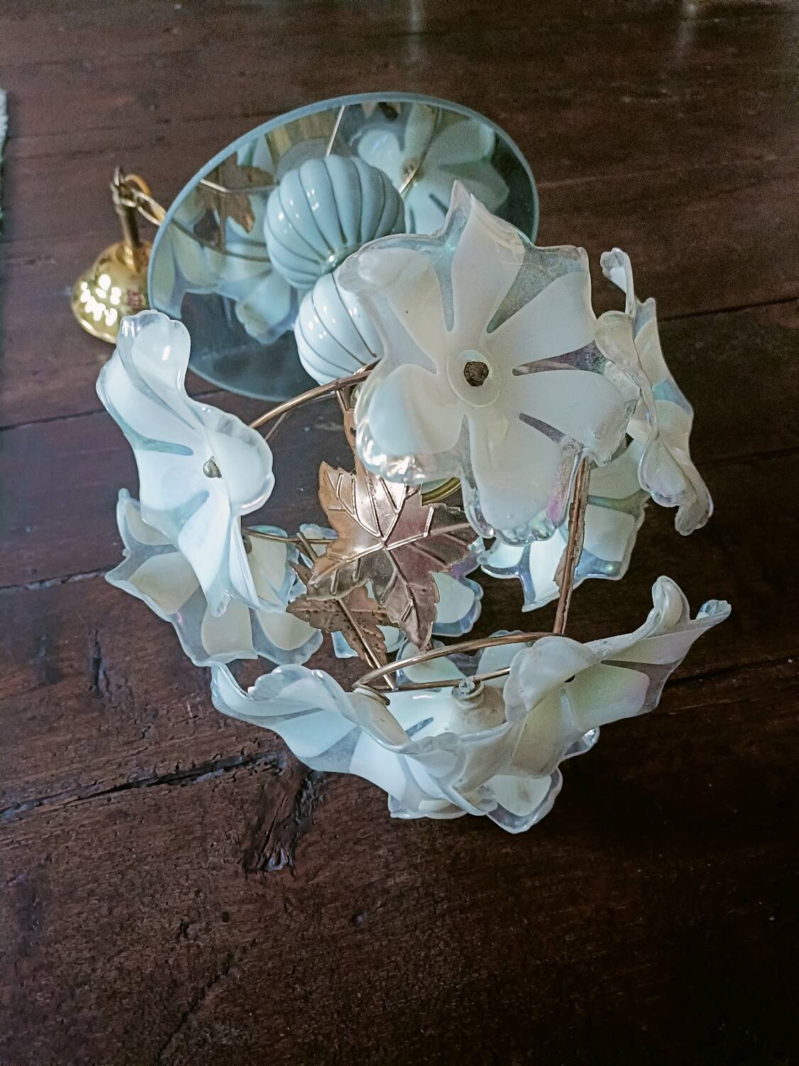 70s Flower and Mirror Chandelier