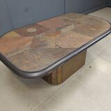 Brutalist slate stone coffee table, 1980s