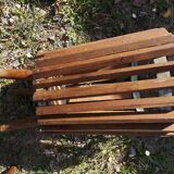 Pair wooden trash cans 70s