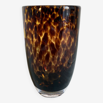 Vase à décor écailles brun et noir