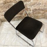 Set of 4 70s velvet and chrome metal chairs