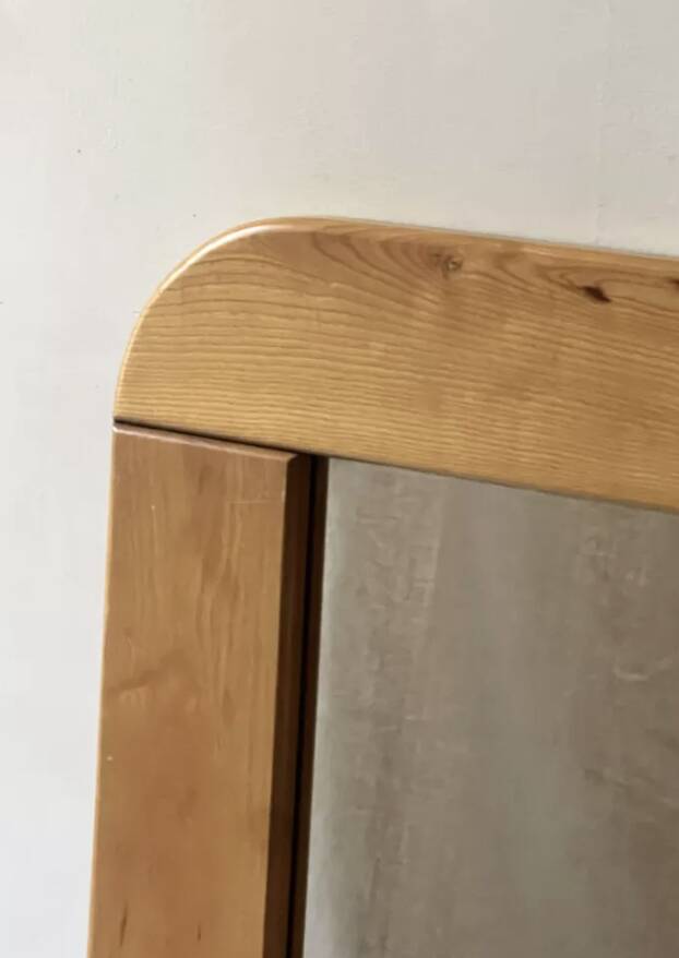 Large oak mirror 78x78, Maison Regain 1978