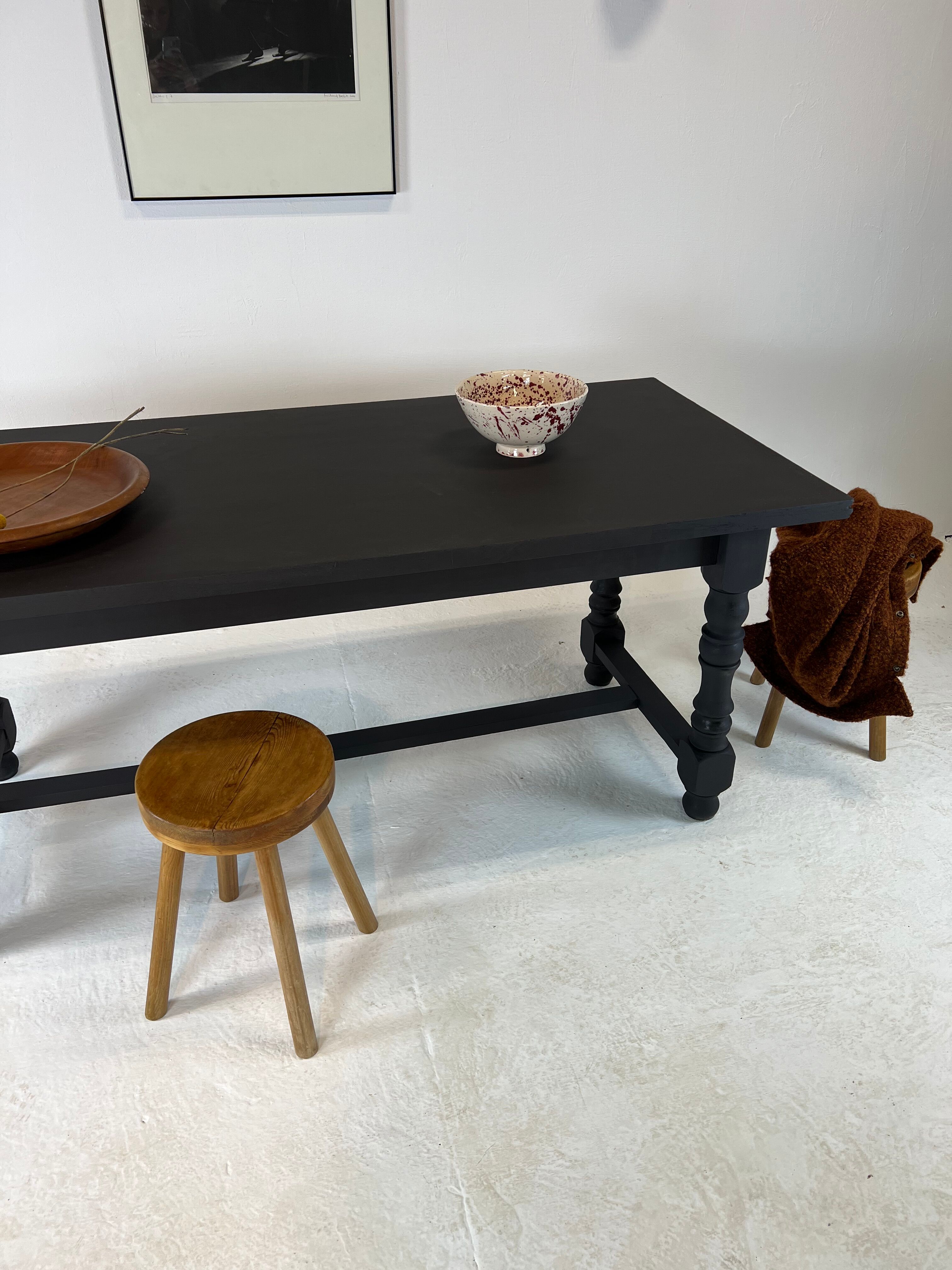 Matte black farmhouse table