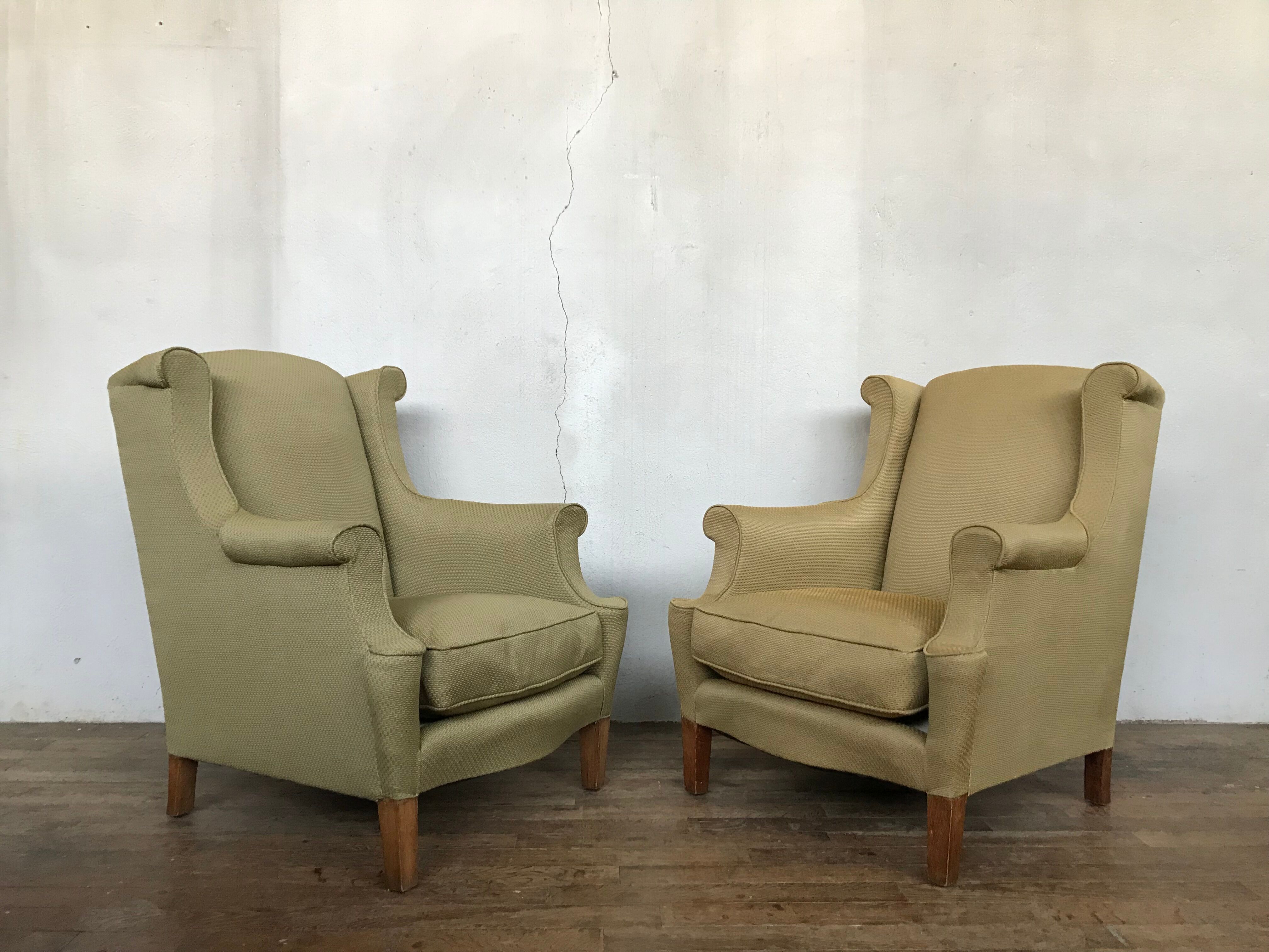 Pair of vintage ear chairs 1950 1960 design italy