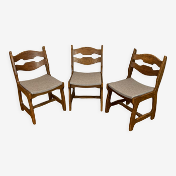 Series of 3 Guillerme and Chambron chairs