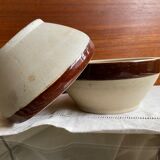 Pair of enamelled sandstone bowls