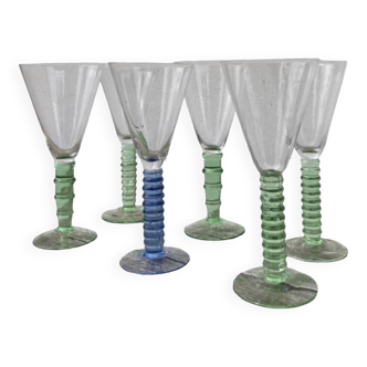 6 crystal stemmed glasses / champagne glasses