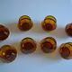 Set of 8 amber glasses & vintage rattan 1970