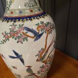 20th century Chinese lamp decorated with birds, red stamp