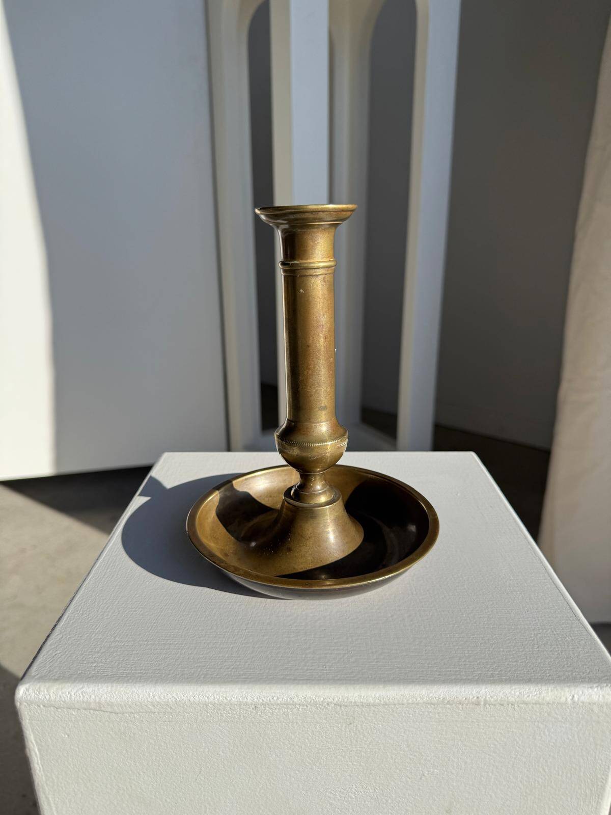 Large adjustable antique gold candlestick H20 D10