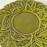 Vintage plate with olive green foliage relief