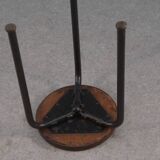 Steel tube stool with solid elm seat attributed to Jean Prouvé