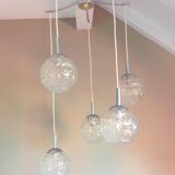 Suspension cascade with five globes and chrome metal / vintag years 60-70