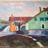 Old painting, urban landscape, signed and dated 80