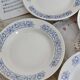 4 assiettes creuses vintage blanches liseré bleu