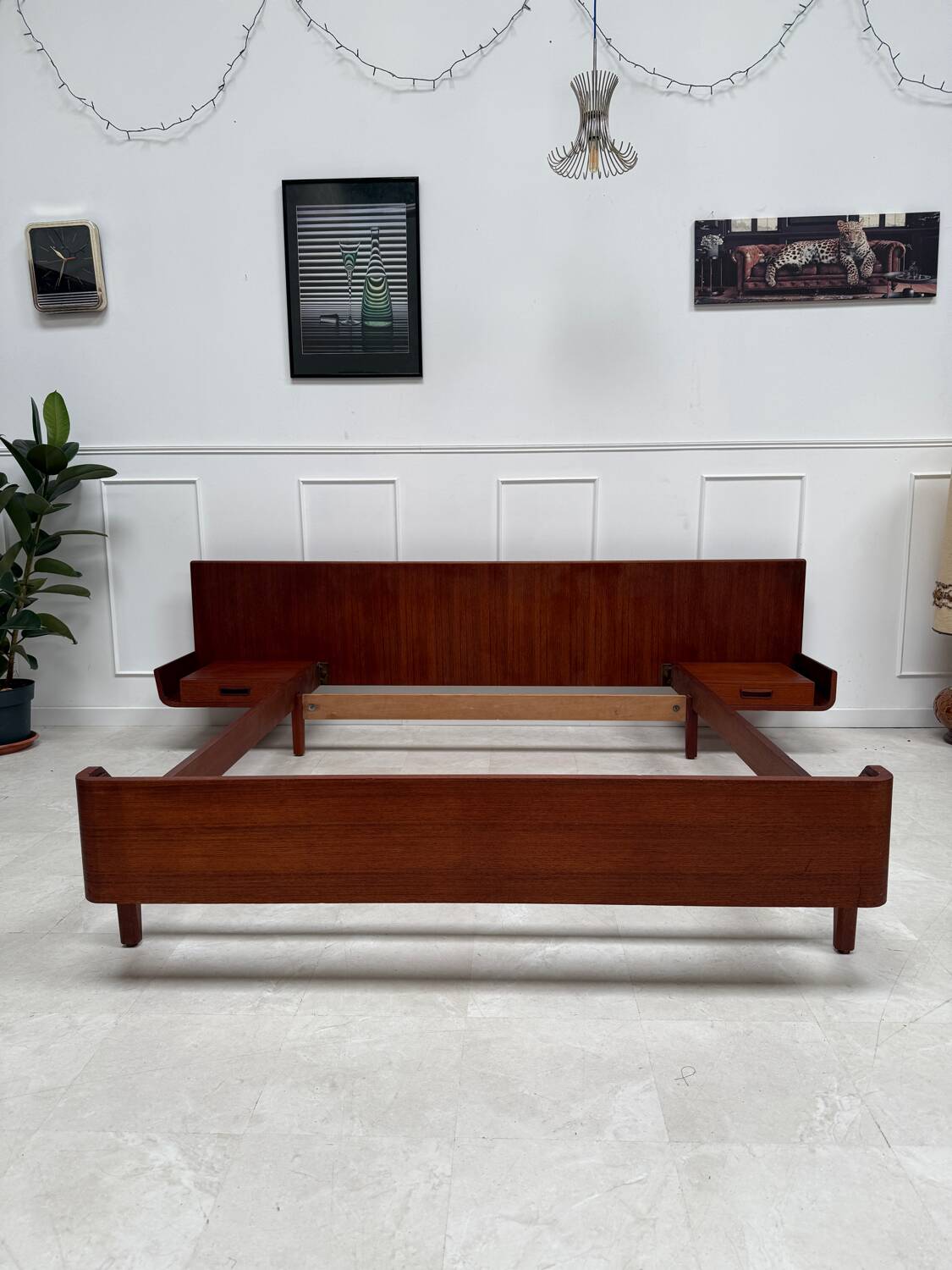 Scandinavian double teak bed