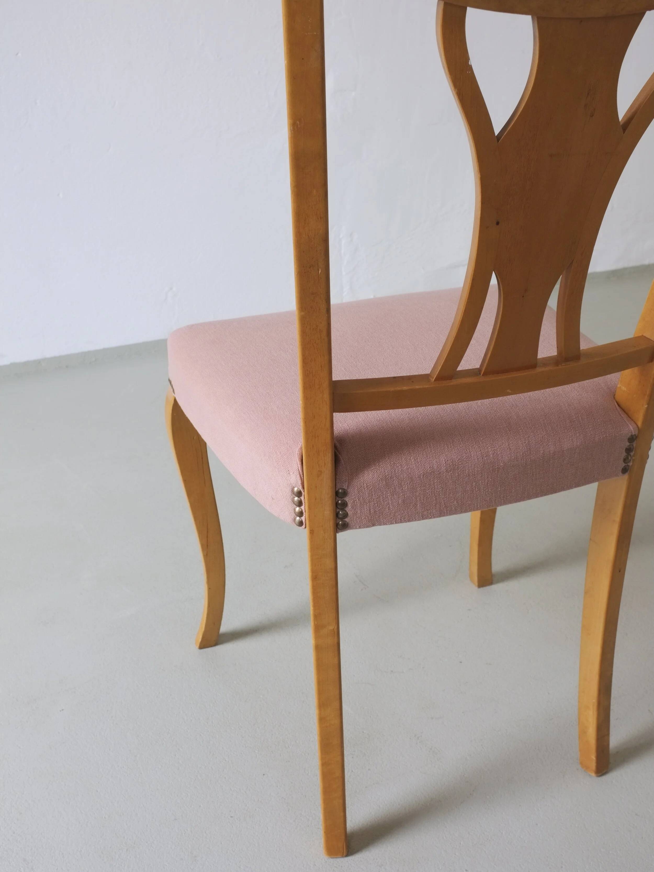 6 Mix & Match Swedish Biedermeier Golden Birch Chairs