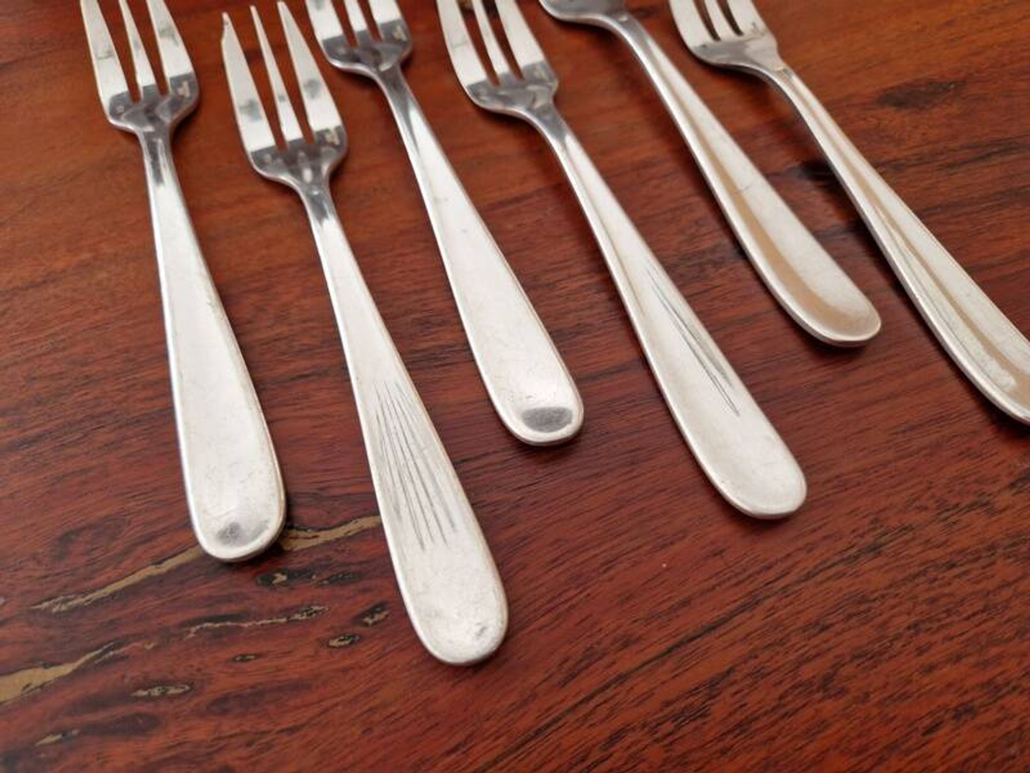 Christofle - Set of 6 Dax model cake forks in silver-plated metal
