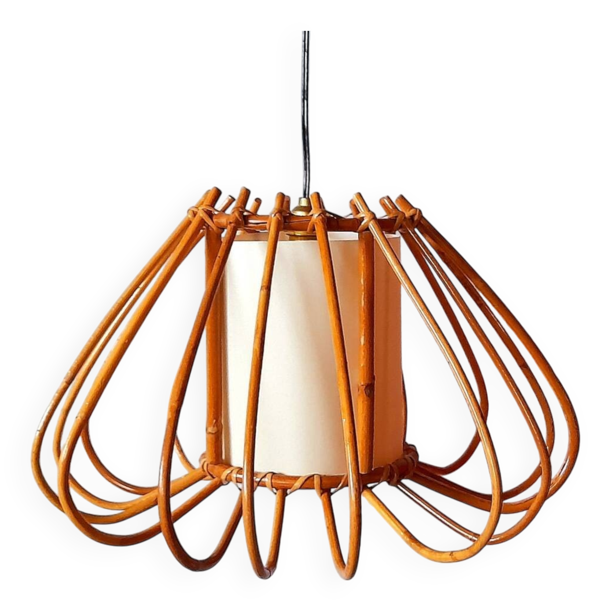 Rattan suspension, Louis Sognot 60s.