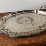 Large silver-plated serving tray, late 19th century.