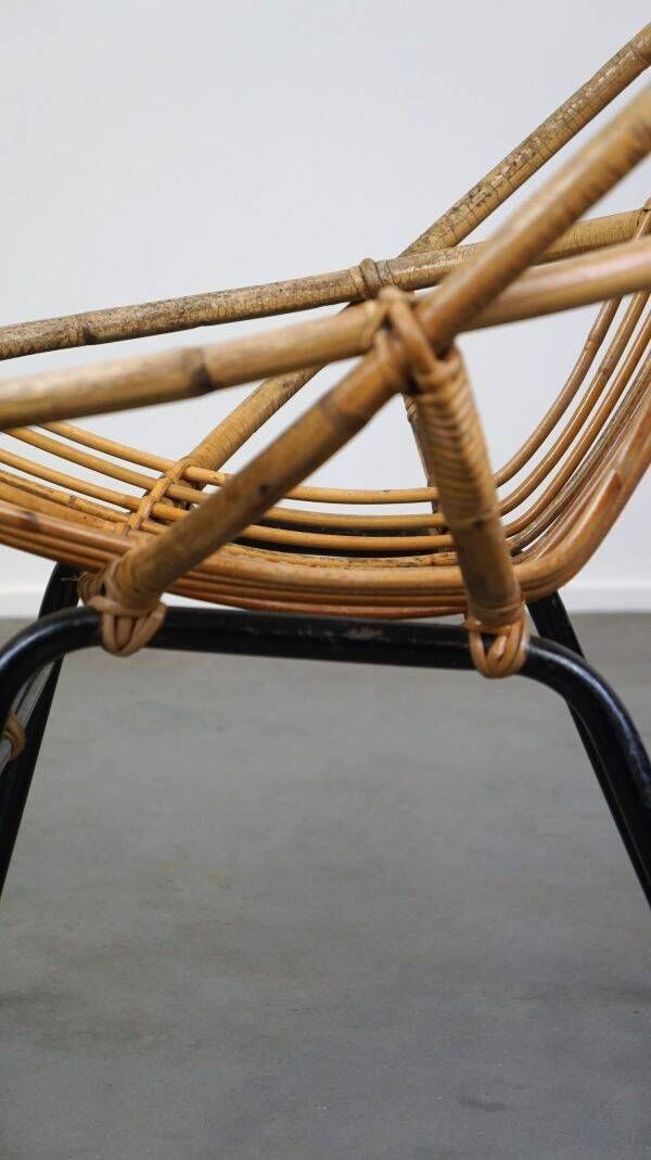 Vintage 1960s rattan Dutch design chair