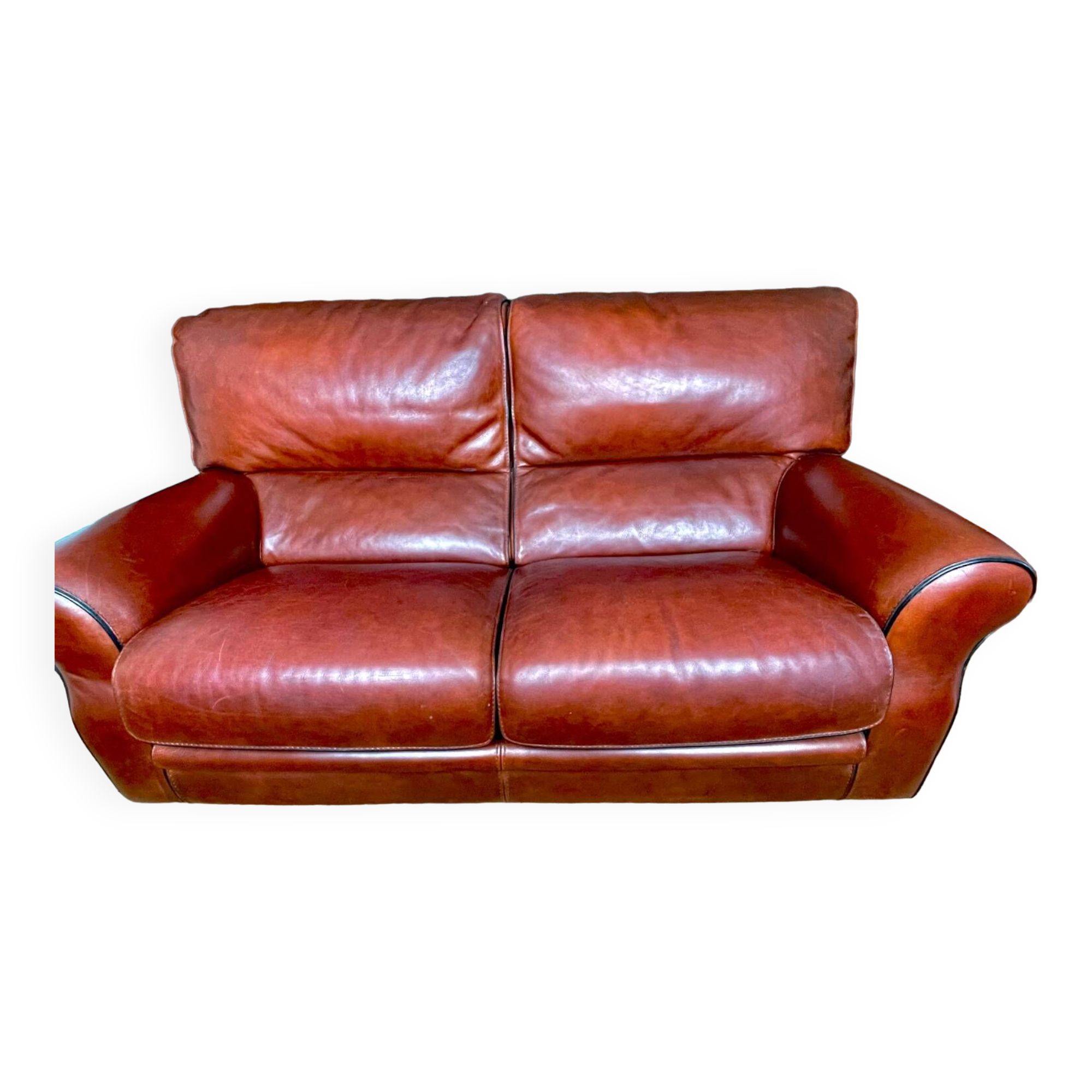 2 Canapés cuir Roche Bobois avec têtières rabattables en