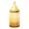 Bocal, pot couvert en verre bullé ambré de biot, années 70
