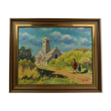 Jacques-Auguste COLIN (1925-) Church of St Martin de Laives in Burgundy Oil on canvas signed
