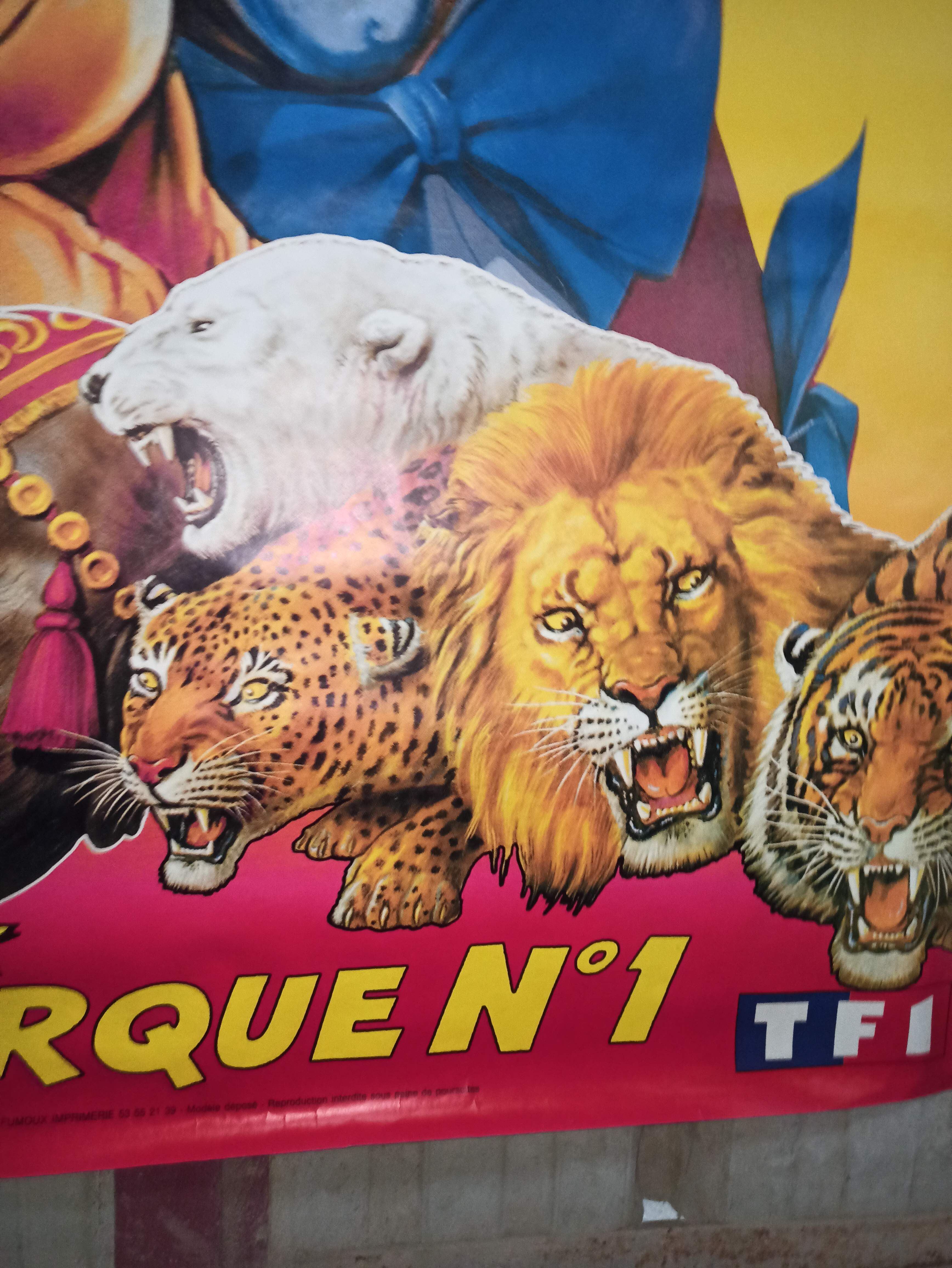 Large circus poster Pinder 156 cm clown Jean Richard