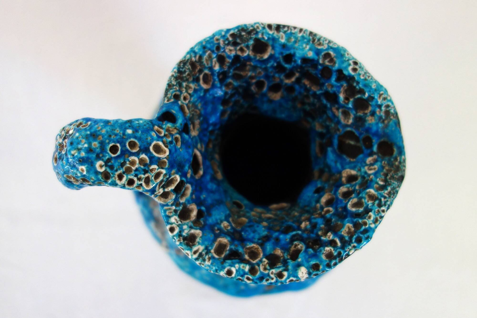 Large Fat Lava enamel vase by Charles Cart, Sea Foam, 1960