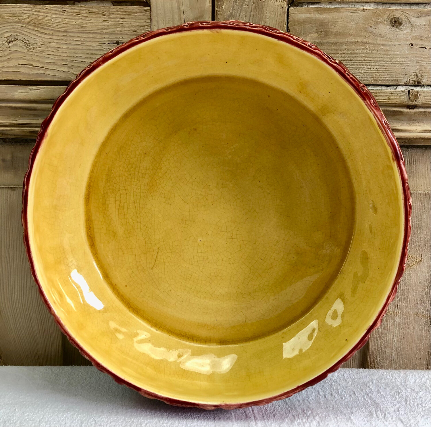 Salad bowl fruit bowl with carnations slurry Sarreguemines XIX