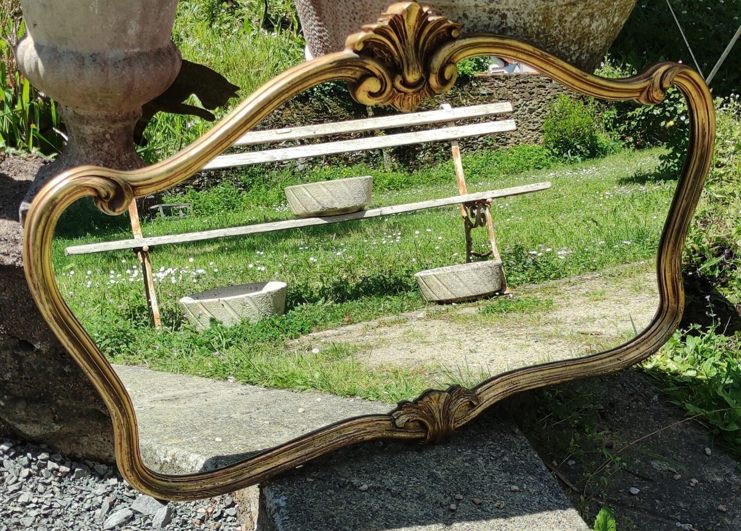 Ancien miroir doré style Louis XV
