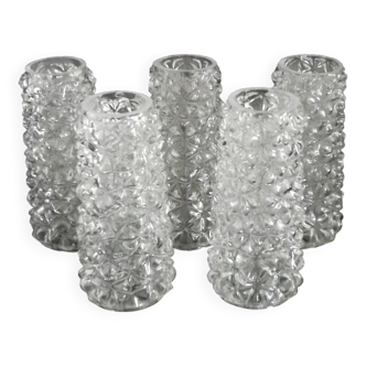 Jeu de 5 abat-jours en verre transparent pour lustre Vintage Retro français