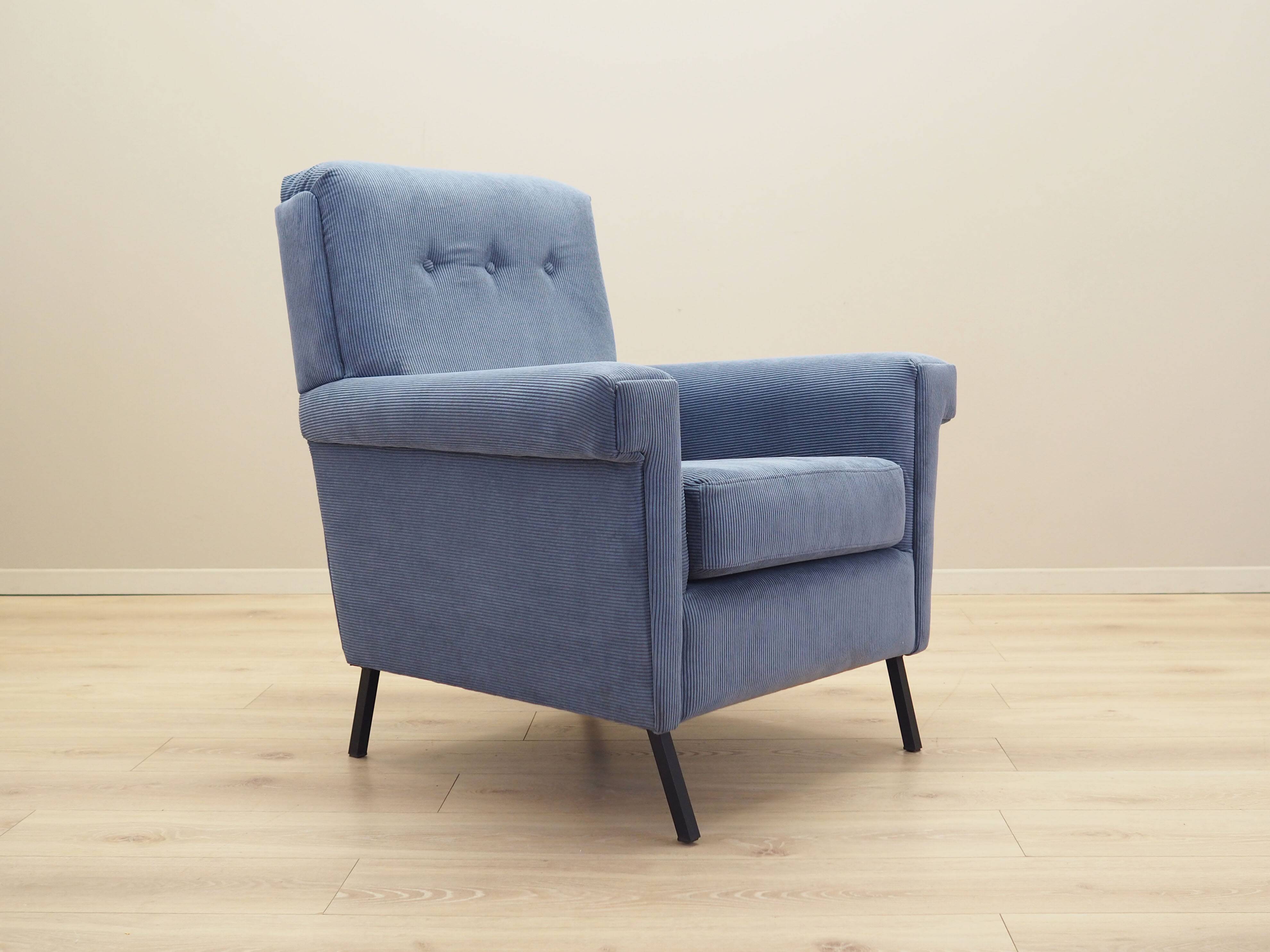 Blue armchair, Italian design, 1970s, production: Italy