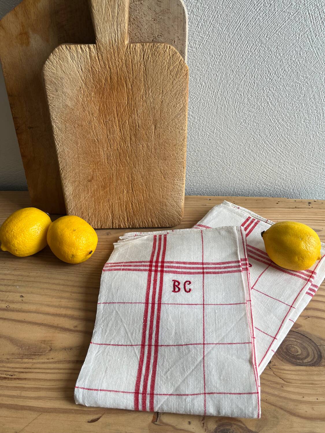 Old embroidered tea towels