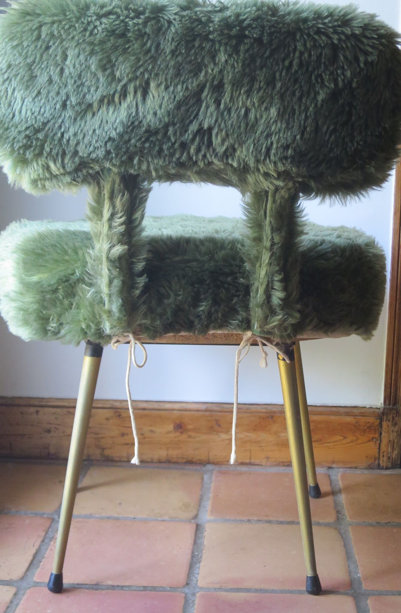 Chair armchair moumoute green pelfran (label) feet gold metal