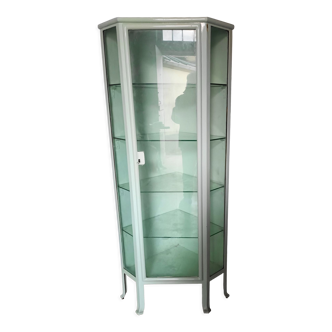 Painted metal ophthalmologist's corner display case, early 20th century