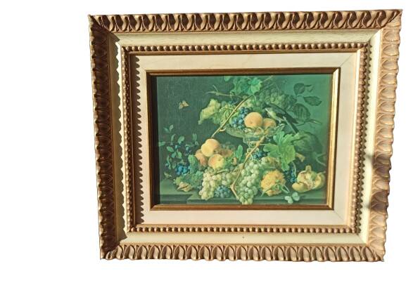 Still life, oil on framed canvas.