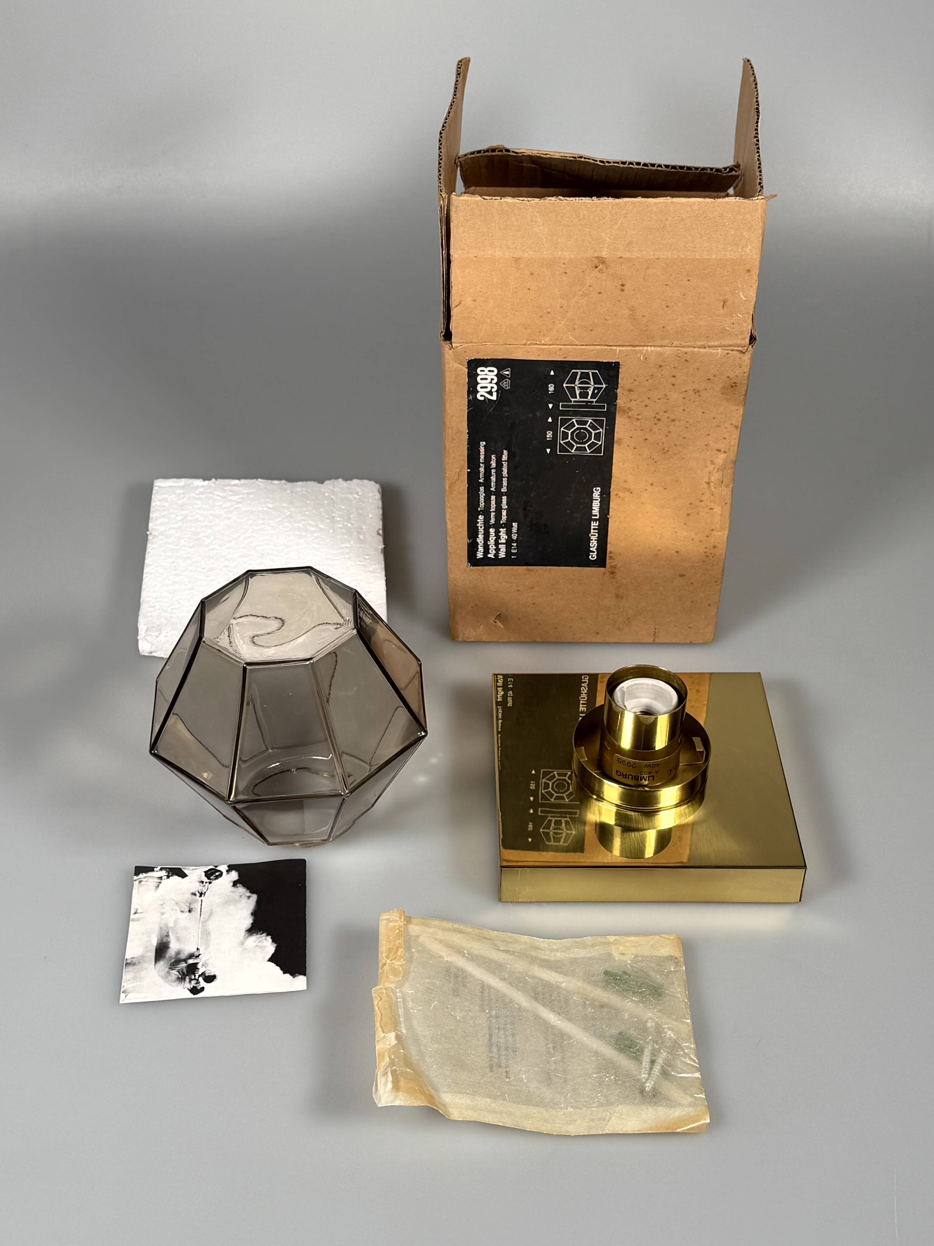 1960s 1970s Wall Sconce Wall Light from Glashütte Limburg Germany Design