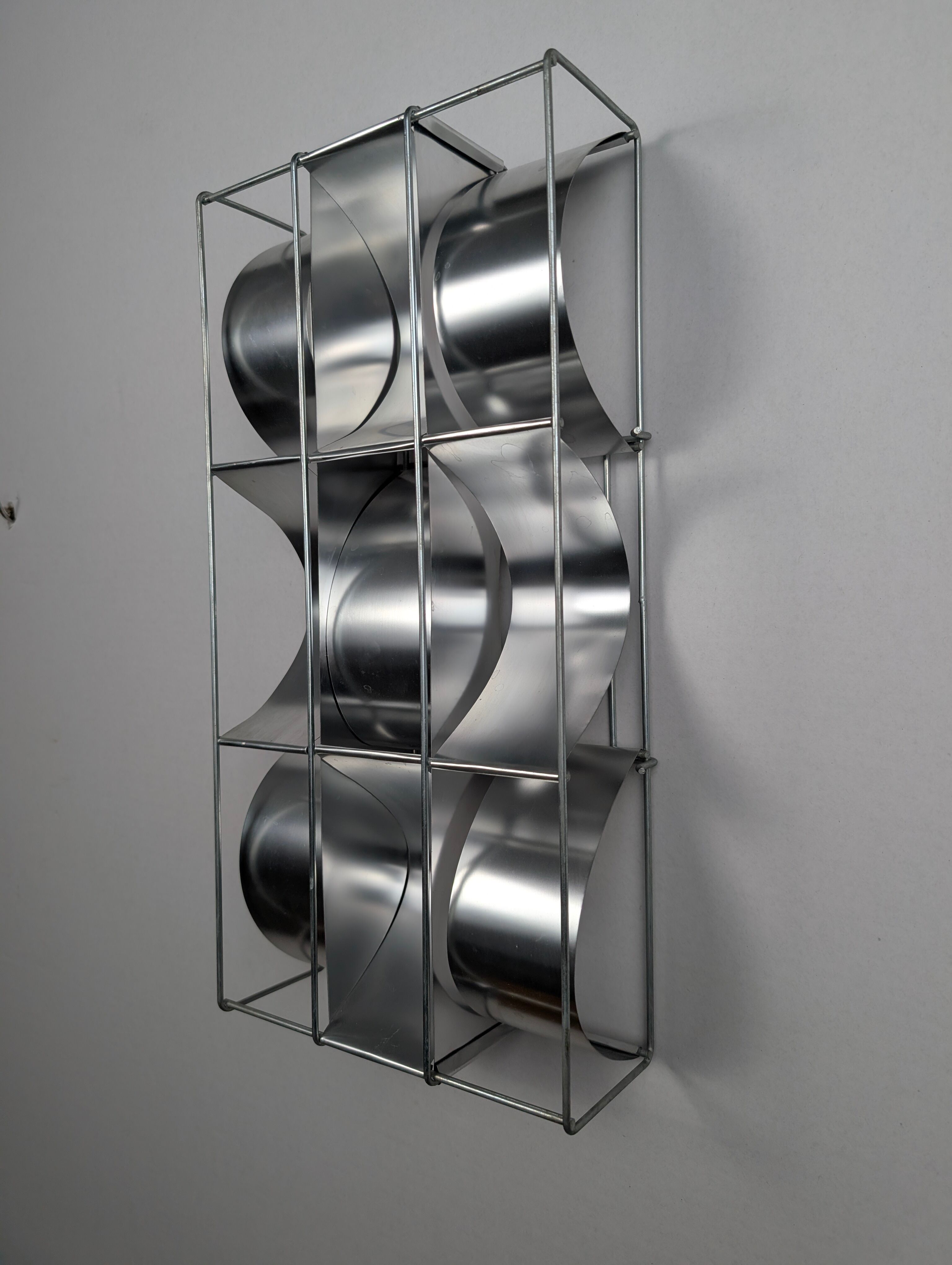 Max Sauze original aluminium geometric wall sconce, 1970s