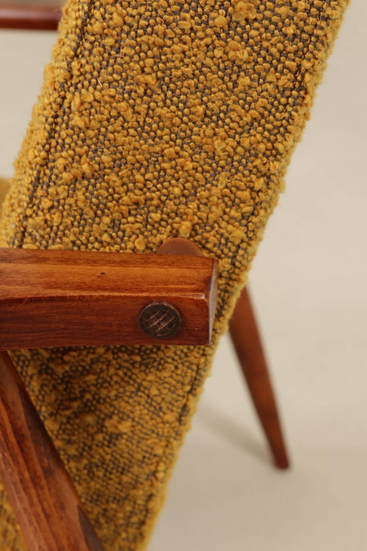 Two Lounge Chairs Vintage Mustard Boucle,  Mid Century Design, 1960