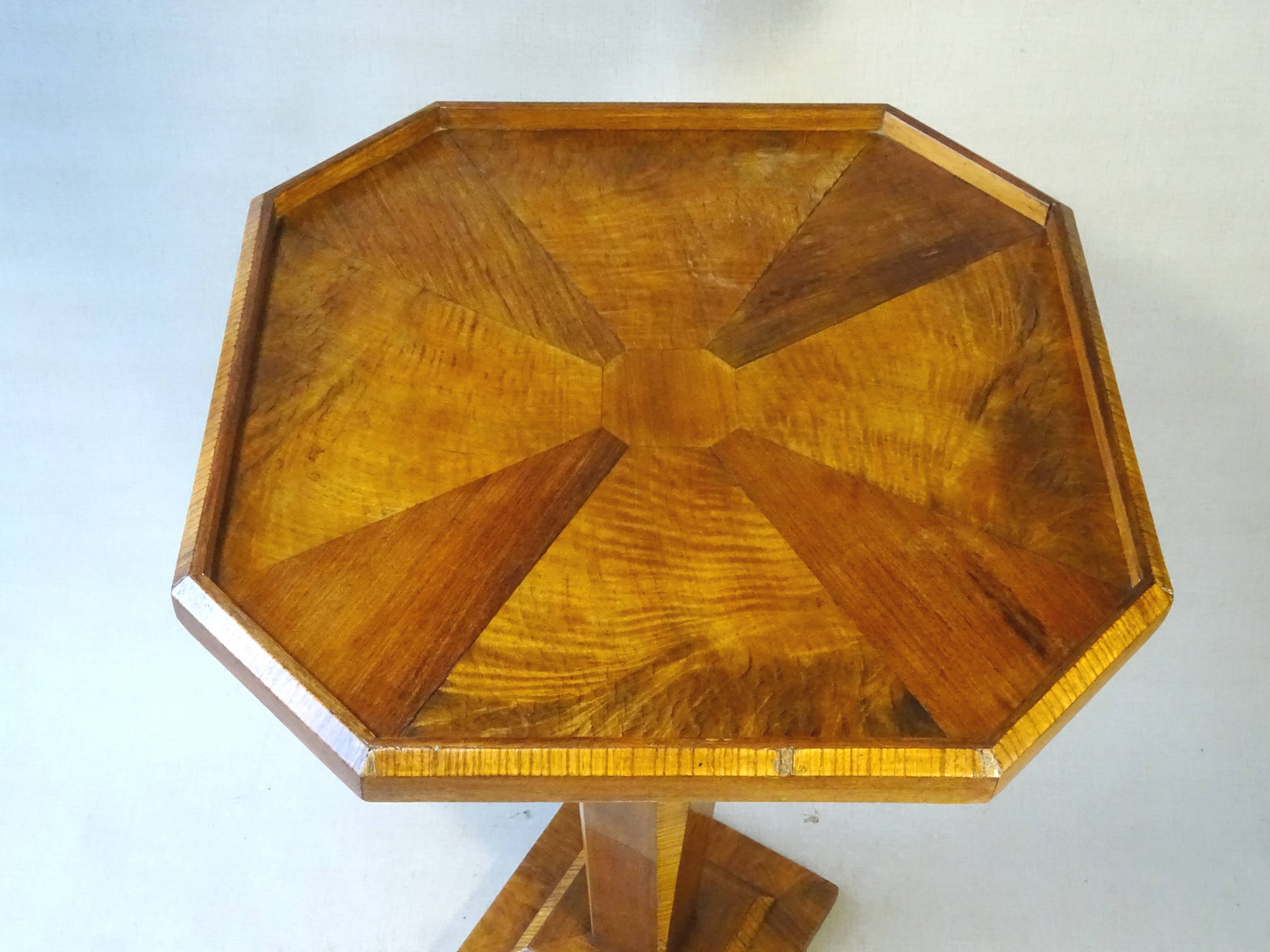 Sellette polygonale avec plateau amovible, Art déco, marquetée 1930