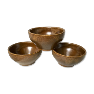 Trio of stoneware bowls in the 70s