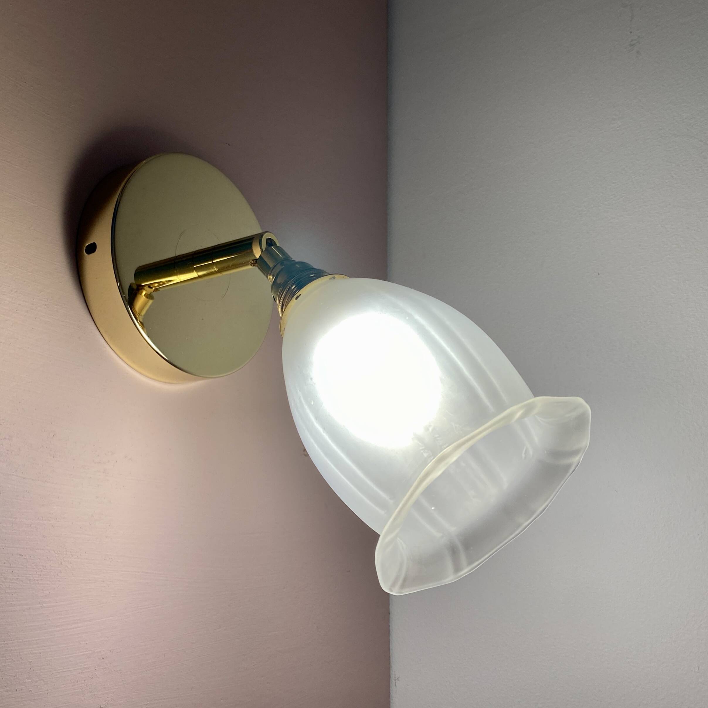 Vintage tulip wall lamp in frosted glass