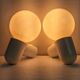 Pair of vintage space age wall lights in white plastic, Allibert 1970 bathroom bedside night light