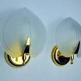 Pair of "leaf" wall lights, smoked glass, Italy, 1970